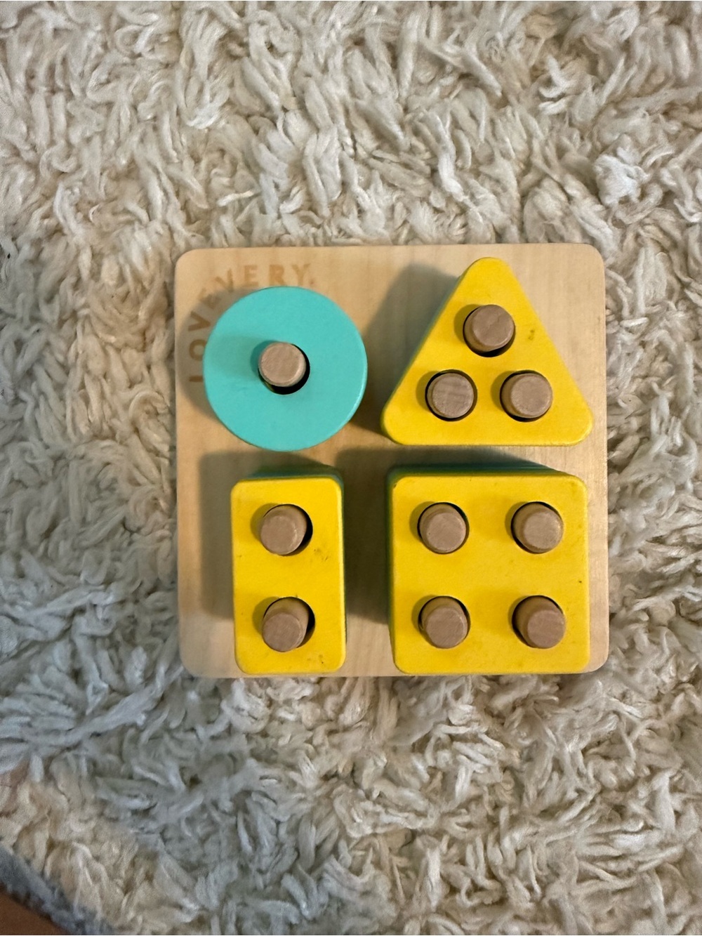 Lovevery Wooden Shape Puzzle - Yellow & Teal